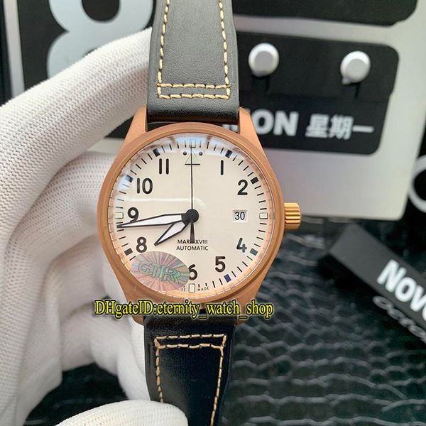 

gtr new version pilot's watches spitfire fighter series iw327002 white dial miyota 9015 automatic mens watch bronze case sport watches, Slivery;brown