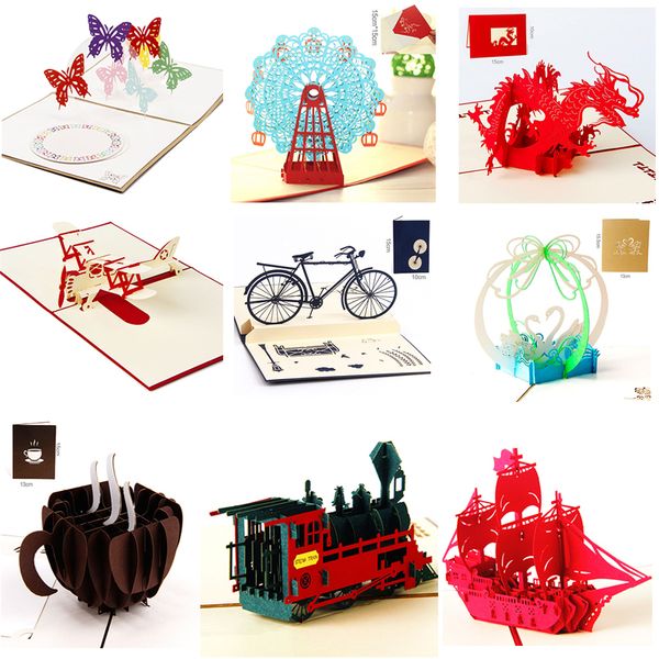 

love greeting card thanksgiving card graduation gift making train landscape stereo birthday party children handmade 1pcs