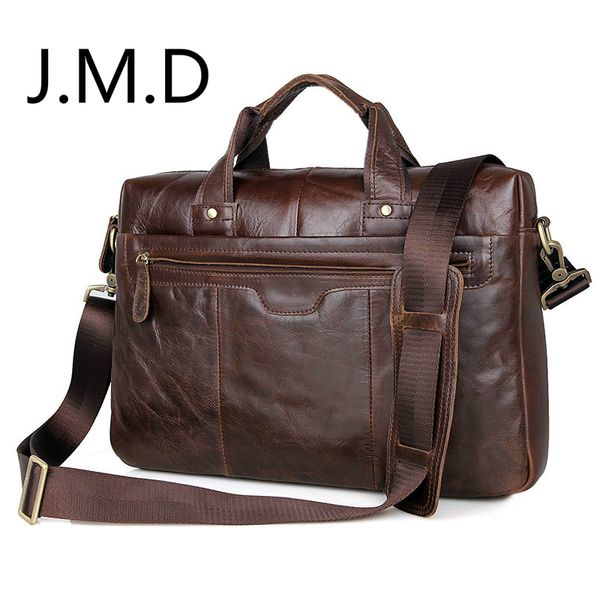

j.m.d 2019 new arrival 100% classic vintage genuine leather men handbag briefcase lapbag shoulder messenger bag 7075