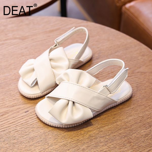 

deat] 2020 new spring summer round toe bowknot children hook pu leather flat sandals for women shoes fashion tide 10i469, Black