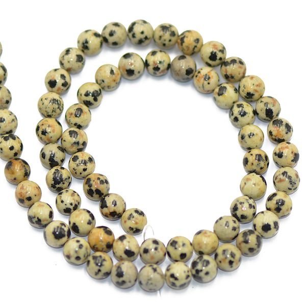 

природные dalmation пятно jasper круглый gemstone loose бусы strand 15 дюймов, Silver