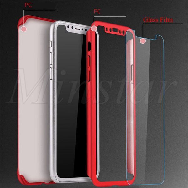 

360 degree full cover ca e with tempered gla package box hard pc protector cover for iphone x max xr x 7 8 plu 6 plu 5 e 50pc model