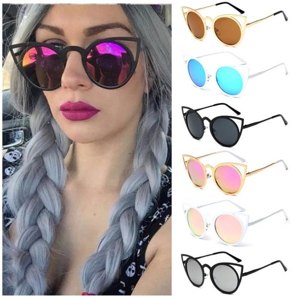 

women cat eye sunglasses classic designer round oversized uv400 party vintage eyewear fashion shades female sunglasses new, White;black