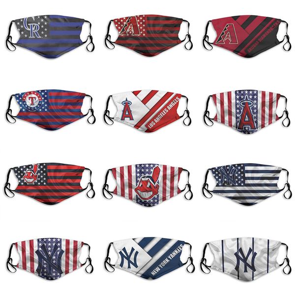

2020 new men 5 layer dust mask boy baseball team yankee indian angel knight rocky mountain rattlesnake fashion football breathable face mask
