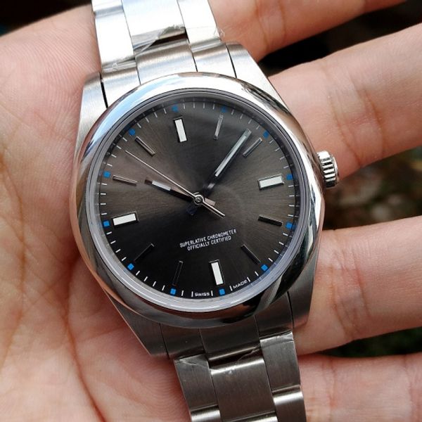 

2020 high selling new luxury wristwatches sapphire perpetual new no date steel domed 114300 automatic mechanical mens men's watch watch, Slivery;brown