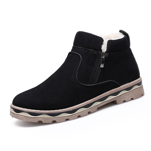 

new suede snow boots men winter warm no-slip fashion mens sneakers shoes ankle boots men botines de hombre de r, Black