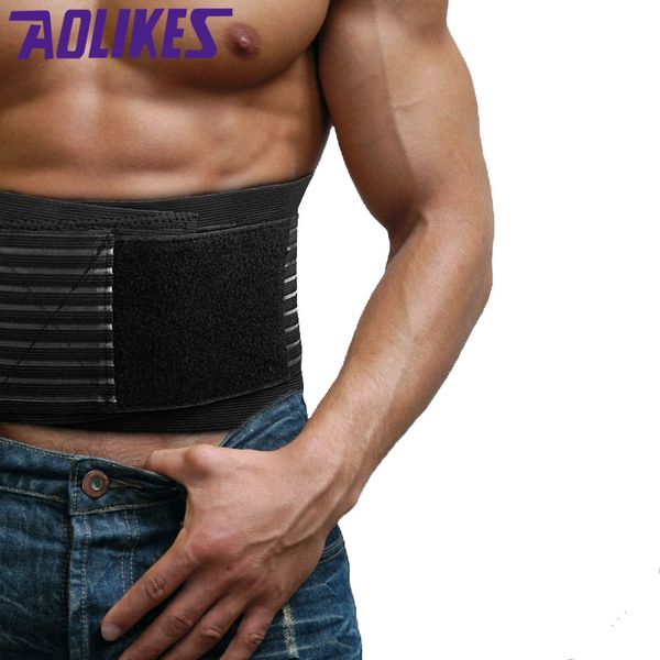 

waist support aolikes lumbar belt back brace bandage for pain relief posture corrector health care fitness adjustable, Black;gray