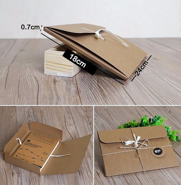 

24 * 18 * 0.7cm шарф упаковка подарочная коробка brown kraft paper box бумажная present малый открытка упаковка коробки 25pcs