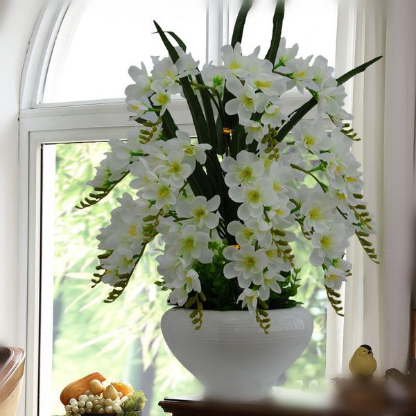 2019 Delicate And Fascinating Phalaenopsis Simulation Flower Pots Landscape Ornaments Living Room Table Setting Interior Decoration T191001 From