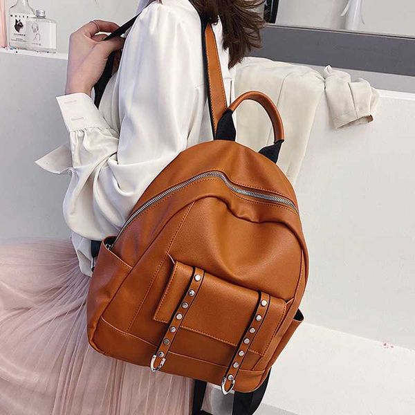 

2020 women leather backpacks fashion female shoulder bag sac a dos travel ladies bagpack mochilas school bags for girls preppy