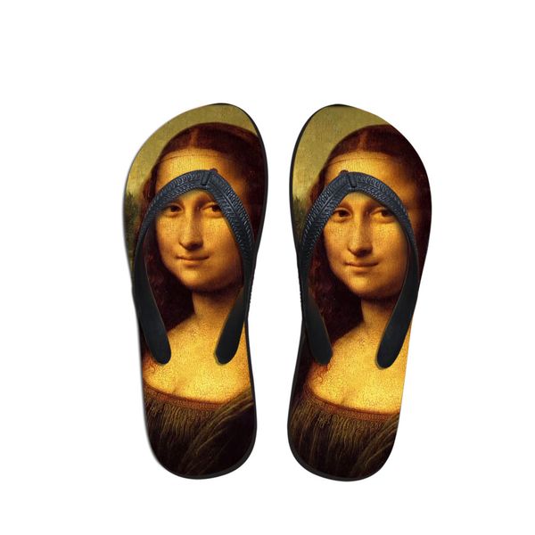 

Summer Beach Flip Flops Women Slippers Sandals Painting Art Printing Lady Flats Shoes Leonardo da Vinci Artist master pieces