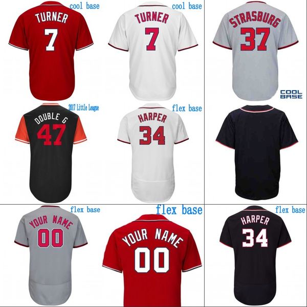 

#7 Trea Turner Jersey Mens Washington 2 Adam Eaton 6 Anthony Rendon 20 Daniel Murphy 31 Max Scherzer 34 Bryce Harper Baseball Jerseys