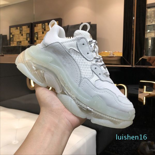 

men women fashion designer casual shoes sneakers cushion triple s 3.0 combination nitrogen outsole crystal bottom dad casual shoes snea l16, Black