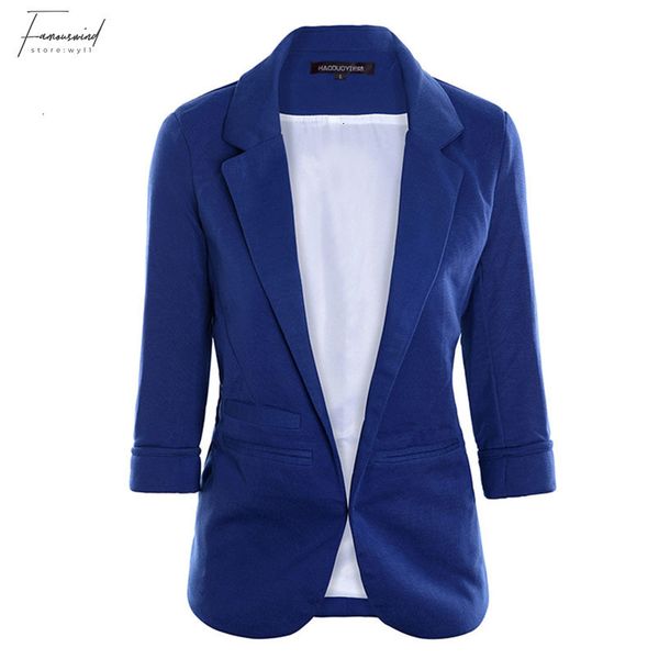

spring 2019 blazer autumn slim fit women formal jackets office open front notched ladies coat fashion, White;black