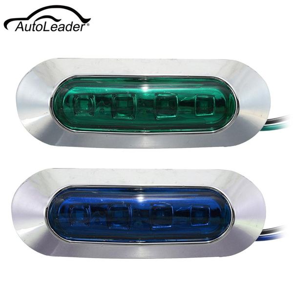 

4 led car truck boat chrome bezel tail side light clearance marker lamp 12v 24v