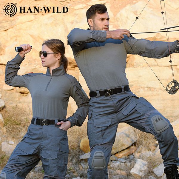 

hunting pants g3 suit tactical military uniform multicam forces suit hunting pant combat shirt pants airsoft militaire with pads, Camo;black