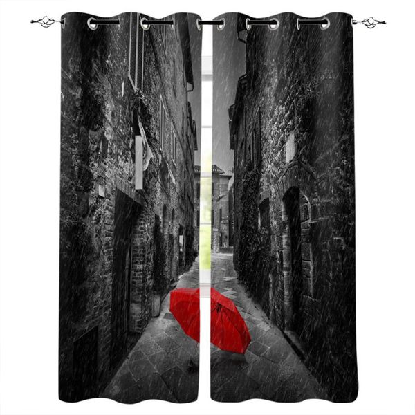

multi-размер италия улица красный зонт окна шторы полиэстер ткань гостиная занавес home decor
