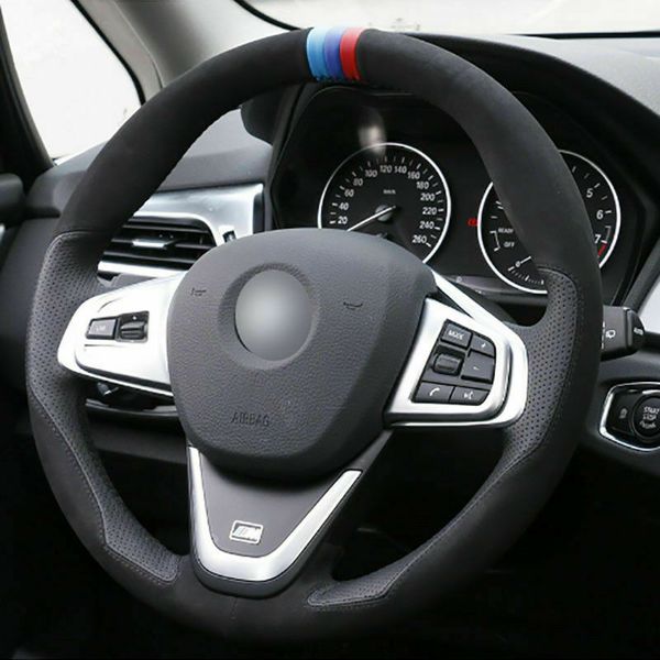 

diy leather steering wheel hand-stitch on wrap cover for bmw f48 x1 220 225