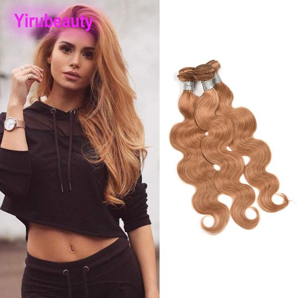 

indian virgin hair 27# color body wave 100% human hair wefts 27 honey blonde color 3 bundles 95-100g/piece hair products, Black