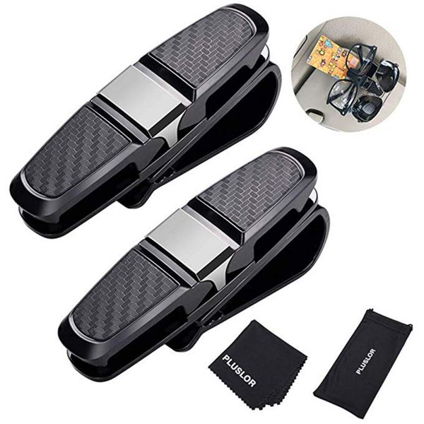 

onewell abs portable fastener cip ticket card clamp car glasses cases black car sun visor sunglasses holder