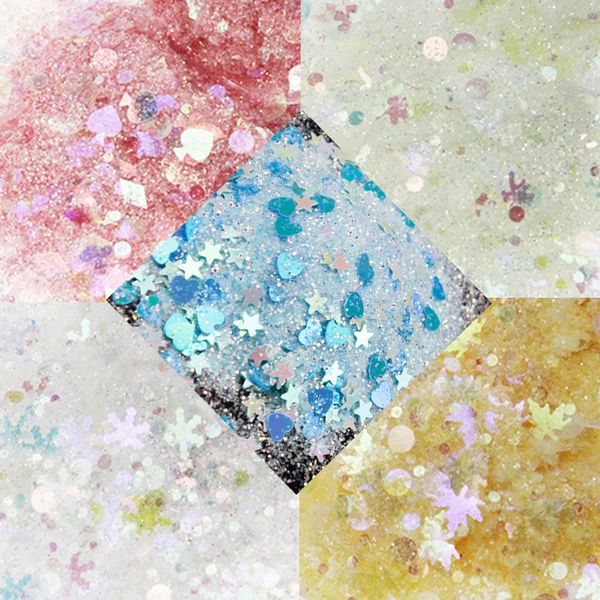 

100g 3d dream glitter eye face makeup sequins snowflake stars fairy heart tears nail art glitter sequins flakes powder 12 colors, Silver;gold