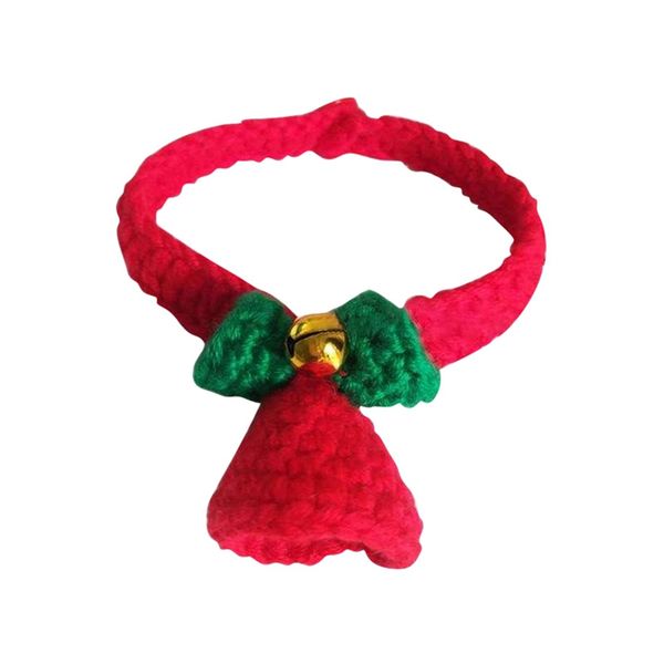 

pet christmas grooming accessories red and green wool knitting collars with bell
