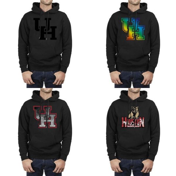 

мужская мода texas houston cougars футбол черный логотип толстовки с флисом печать новинка группа core дым gay pride rainbow кокосовая пальм, Black