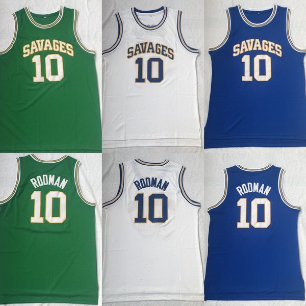 

Oklahoma Savages 10 Dennis Rodman Jersey Mens Blue White Green Dennis Rodman College Basketball Jersey Free Shipping