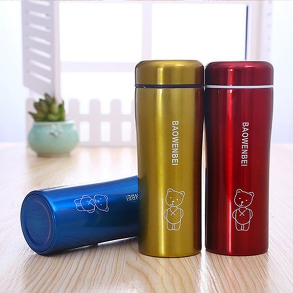 

stainless steel bottles promotional gift children 350ml customizable cartoon bears printing cartoon bears stainless steel bottles dh0794