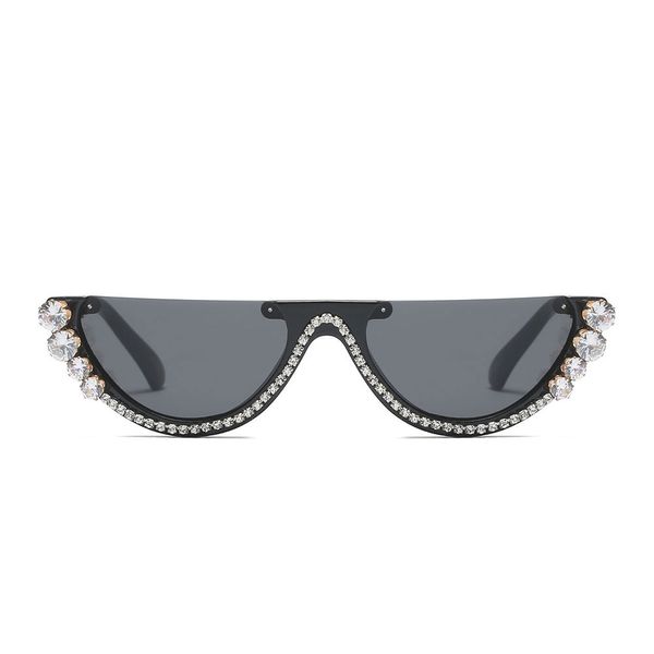 All'ingrosso-2019 nuovi occhiali da sole quadrati di design con diamanti a mezza montatura unici uomini donne moda sfumature di strass uv400 gafas vintage