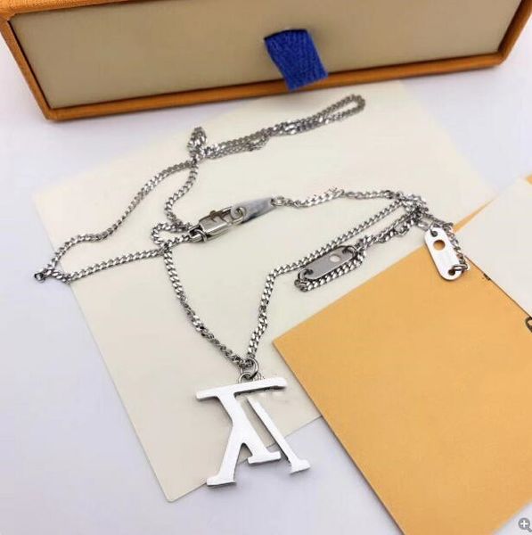 

couple necklace fashion luxury letter men's classic stainless steel mens chains 18k real gold plated vintage pendants necklaces