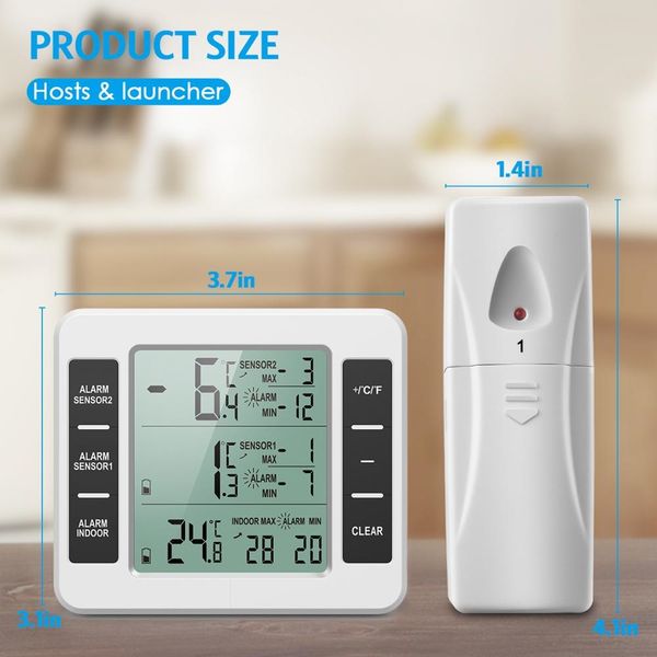 

oria lcd wireless digital thermometer refrigerator remote control kitchen temperature thermometer indoor outdoor with alarm