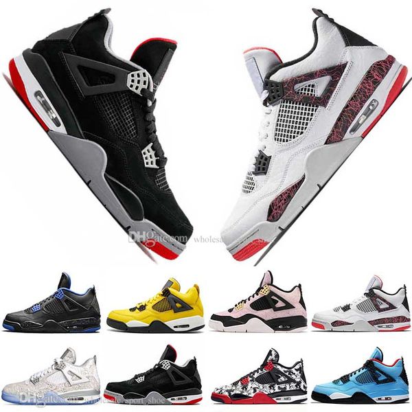 

with box athletic bred 4 iv 4s what the cactus jack laser wings mens basketball shoes eminem pale citron men sports designer sneakers, White;red
