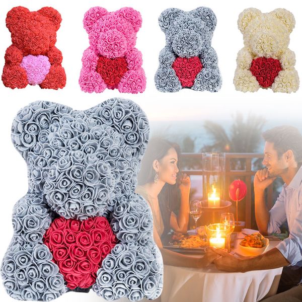 

heart-shaped birthday decorations rose bear artificial rose lovely romantic wedding girlfriend toy bear dolls pe love simulated
