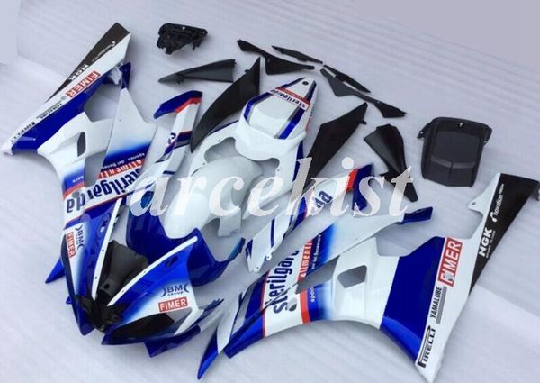 

новый abs инъекция мотоциклов обтекатели комплекты подходит для yamaha yzf-r6 2006 2007 06 07 r6 пользовательские голубой белый глянец