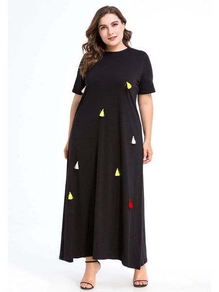 

2019 new arrival women plus size black maxi dress -4xl half sleeve women modest evening party dress, Black;gray