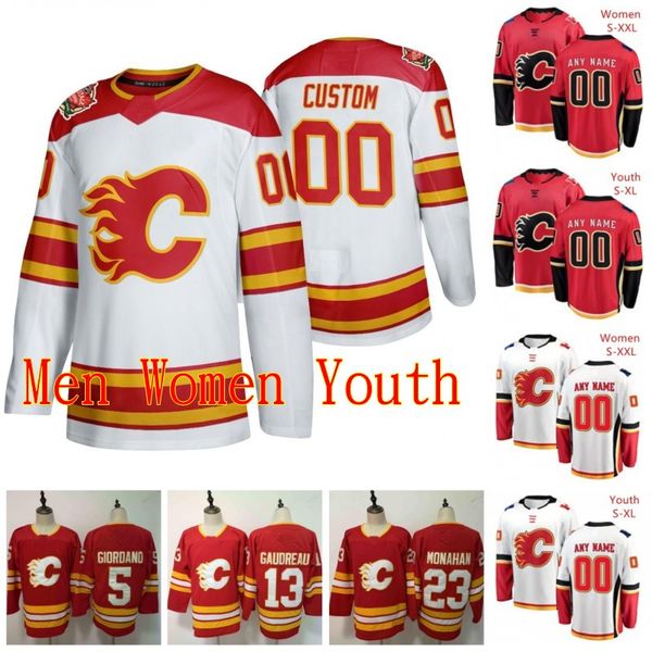 

stitched 2020 calgary flames johnny gaudreau jersey matthew tkachuk elias lindholm noah hanifin mark giordano ice hockey jerseys custom, Black;red