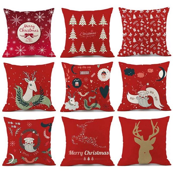 

45x45cm square pillow cover cushion case santa clause merry christmas festival xmas deer tree cotton linen cover home decoration
