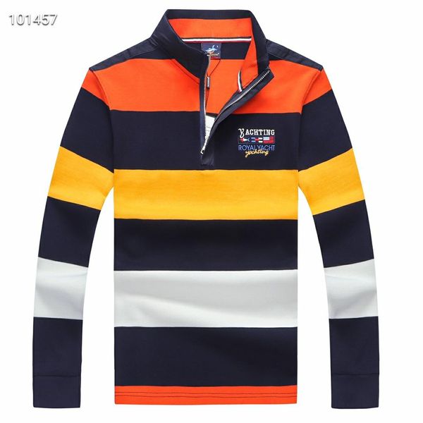 

058 fashion mens shirts autumn long sleeve polo shirt men designer casual mens business shirt long sleeves stripe sweater men sport t-shirt, White;black