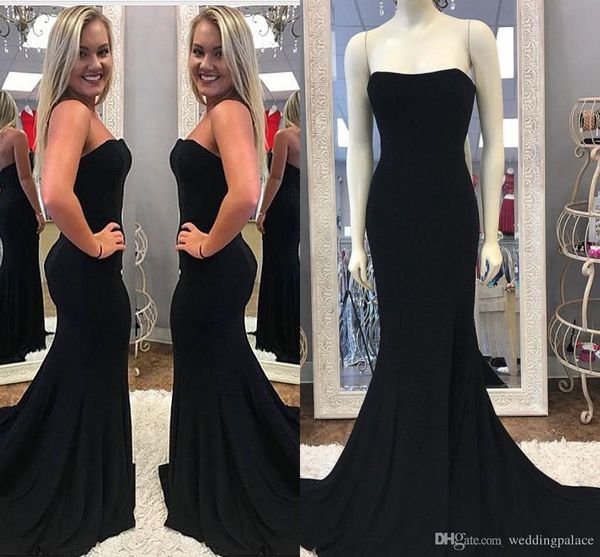 

design black long mermaid prom dresses sweetheart neck sleeveless split sweep train zipper back formal evening dresses