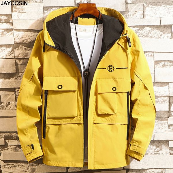

klv jackets mens autumn winter letter print zipper pocket hooded clothing long sleeve jacket outwear coats 2020 new 70, Black;brown