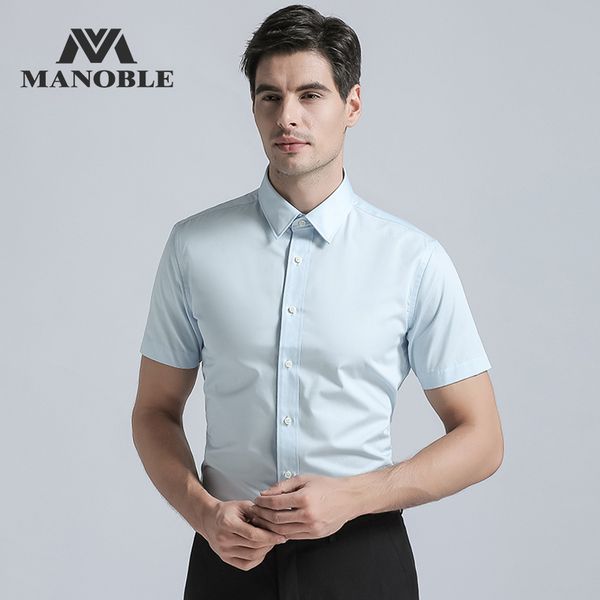

2019 fashion new men's regular fit shirt men short sleeve business suits shirt solid color casual mens formal dress shirts, White;black