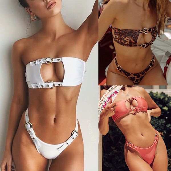 

cross-border explosion models bikini europe and the united states new punching pin buckle swimsuit beach 76167, White;black