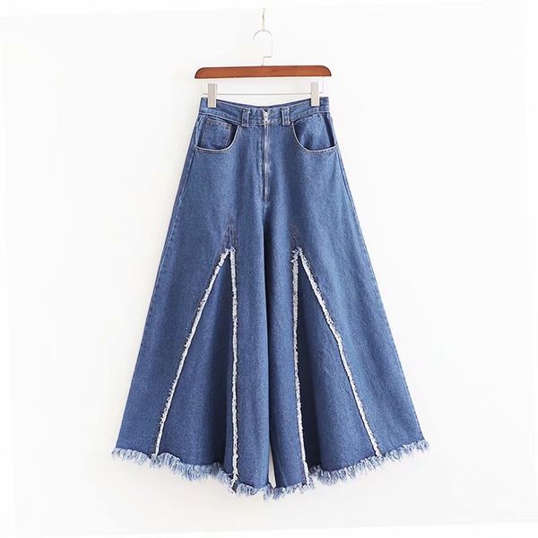 

западный стиль женщин платье 2019 осень новый стиль вспышки свободные брюки джинсы, Blue