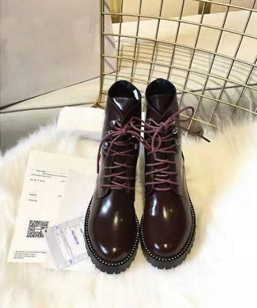 

brand new womens lace up motorcycle square heel snow winter ankle boots martin cow leather booties sz35-40, Black