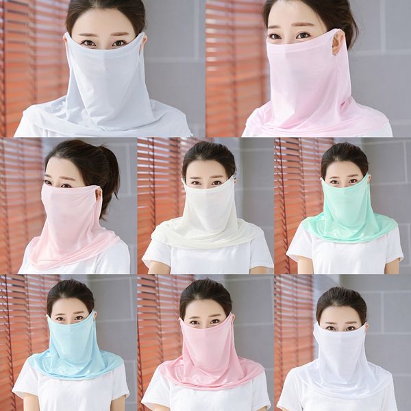 

s2adl sun protection neck mask breathable woman face mask scarf and summer cycling uv protection mask spring thin veil small silk scarf, Black