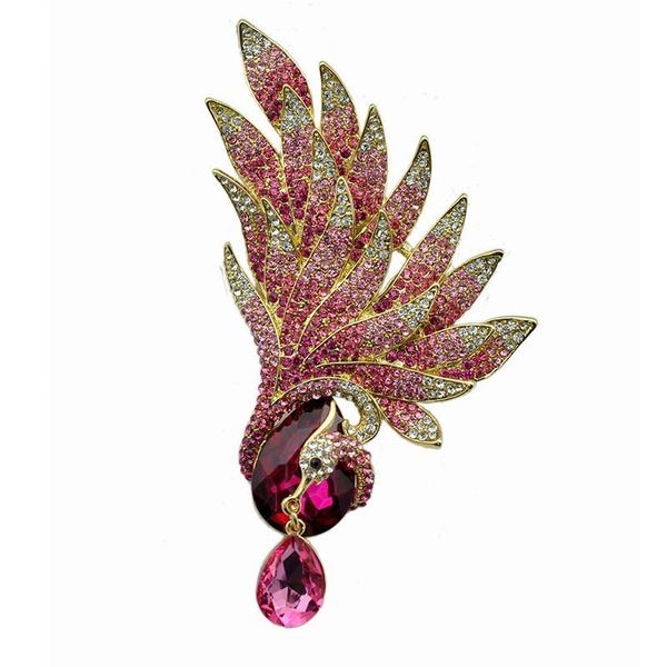 

pink phoenix ladies brooch chinese wind jewelry brooch color water drill animal brooch coat clothing accessories, Gray