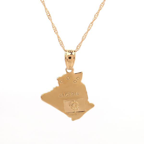 

algeria map pendant necklace chain 24k yellow gold color jewelry algerians women girl gift african item, Silver