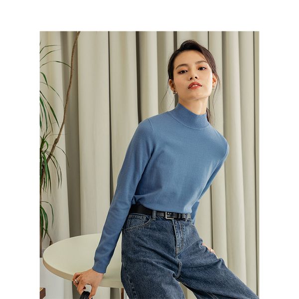 

inman 2020 spring new arrival office minimalist elastic basic style women knitwear pullover, White;black
