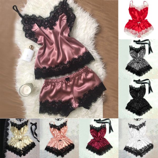 

lingerie women pcs nightdress shorts sets pajama 2 lace comfy babydoll silk nightgown sleepwear slduo